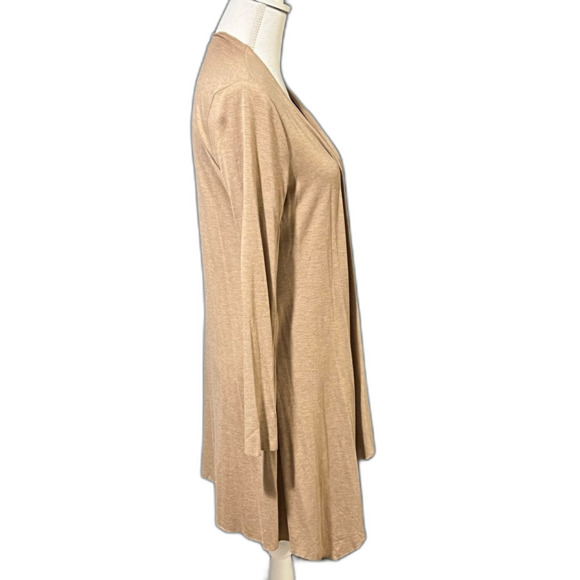 Lord & Taylor Context Tan Cardigan Size M Open Front Lightweight Flowy Layers - Picture 2 of 7